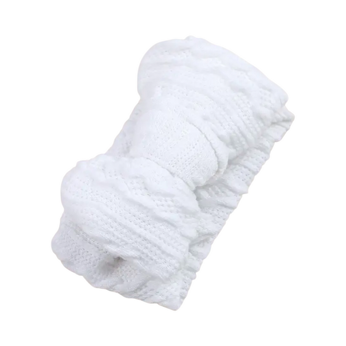 Oversized Textureed Topknot Headband - White