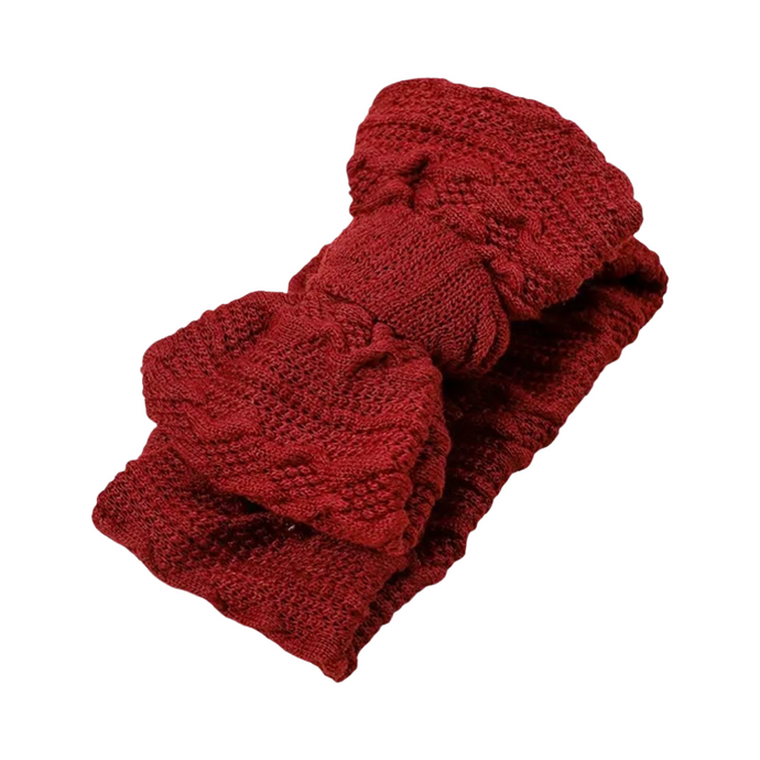 Oversized Textureed Topknot Headband - Cherry Red