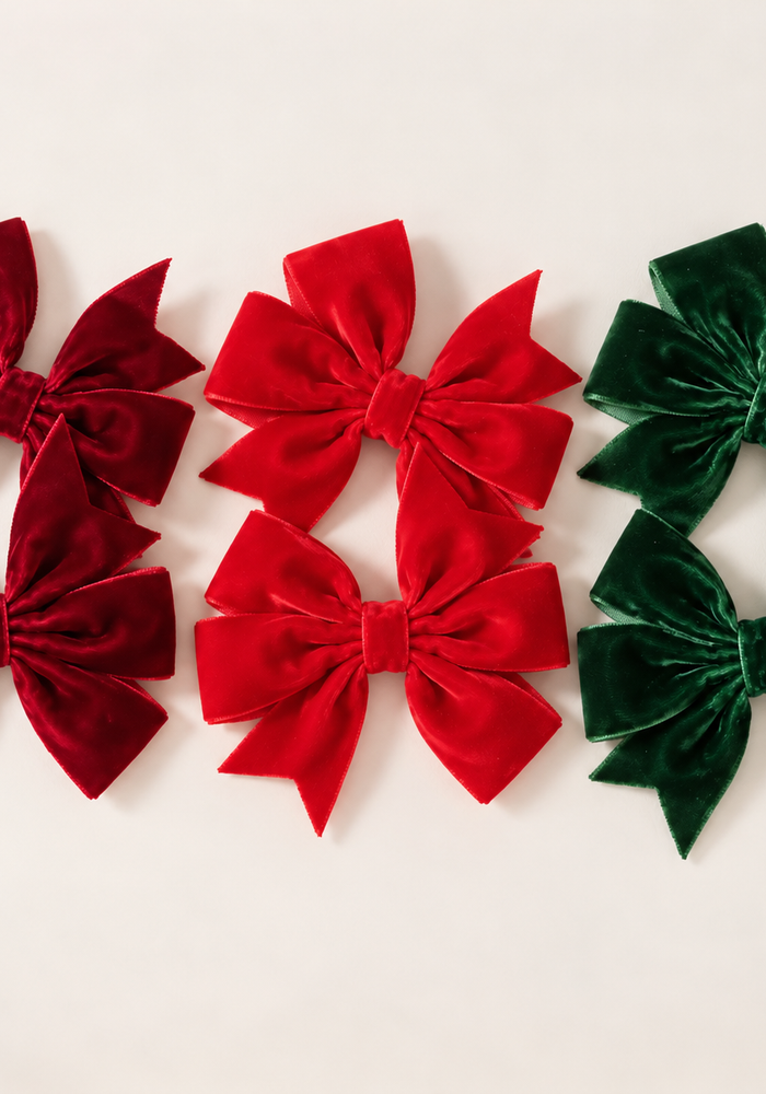 Christmas Velvet Pigtail Bow Set