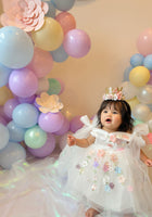 Load image into Gallery viewer, Everly Garden Flower Luxe Little Girls Tulle Dress - White (pre order) - Fox Baby &amp; Co
