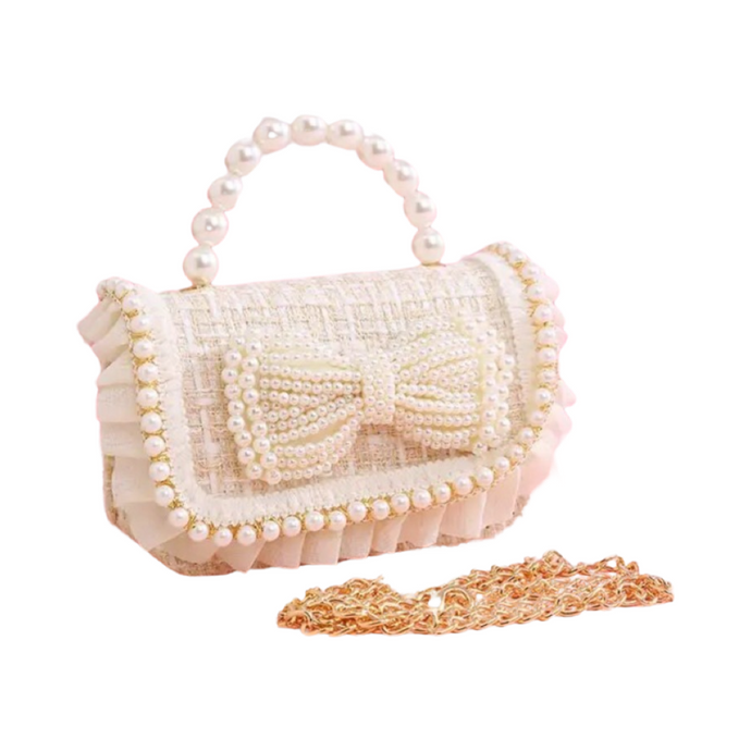 My First Little Kids Handbag - Ivory Pearl Bow (pre order)