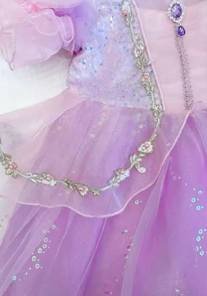 Violet Rapunzel Princess Puff Sleeve Party Dress Costume - Fox Baby & Co