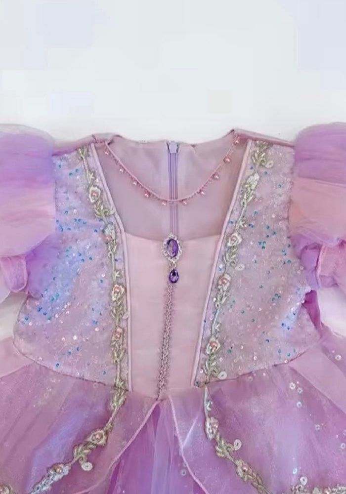 Violet Rapunzel Princess Puff Sleeve Party Dress Costume - Fox Baby & Co