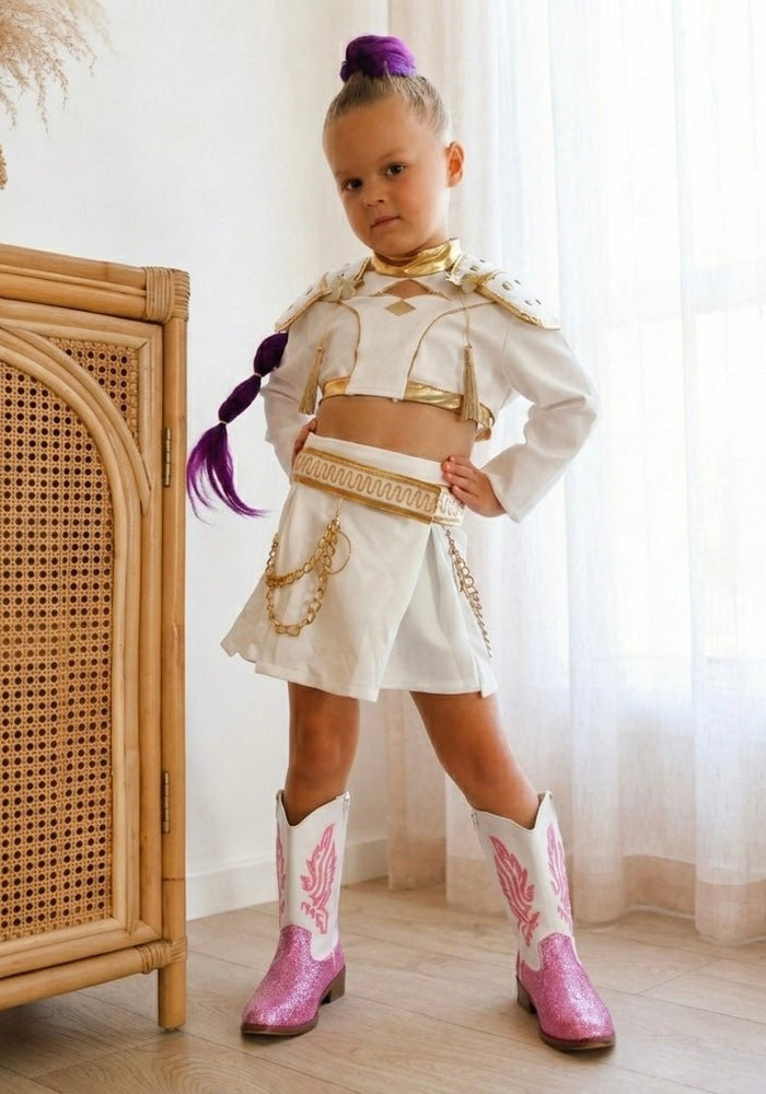 Kids Girls kpop Style Demon Hunter Rumi Mira Costume Skirt & Top 2 Piece Set - Fox Baby & Co