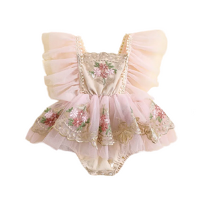 Vintage Floral Tutu Birthday Romper
