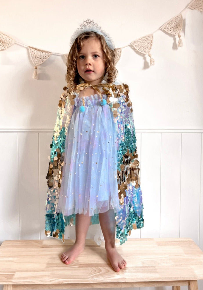 Kids little girl Mermaid Kids Cape Blue/Gold - Fox Baby & Co