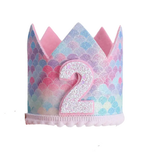 Mermaid 2nd Birthday Party Crown Hat