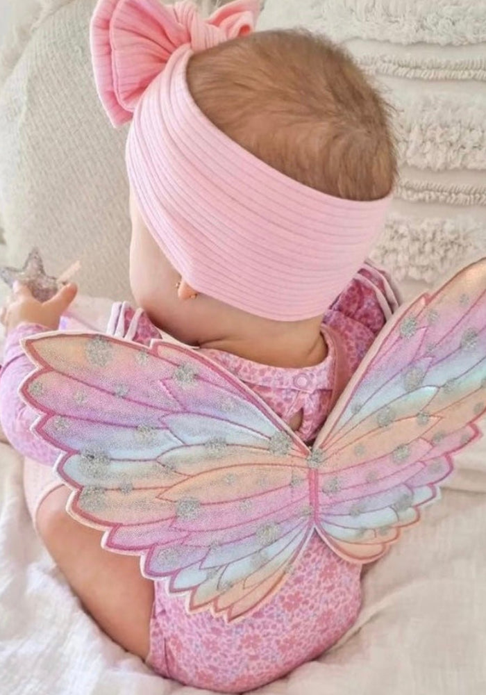 Kids little girls Rainbow Fairy Wings and wand Birthday set - pink - Fox Baby & Co
