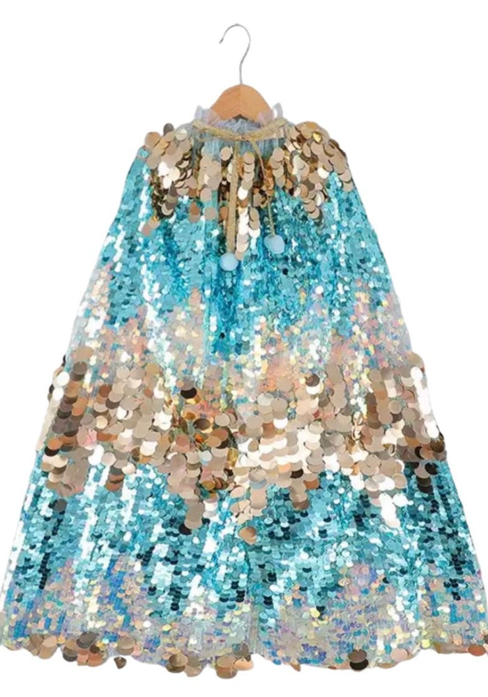 Kids little girl Mermaid Kids Cape Blue/Gold - Fox Baby & Co