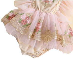 Vintage Floral Tutu Birthday Romper