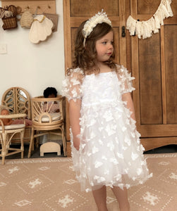 Kids little girls Clara Butterfly Tulle Dress - White