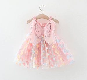 Pre order - Kids little girl Fairy Rainbow Wings Tulle Dress
