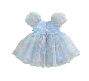 Kids little girls Clara Flower Tulle Dress - Blue