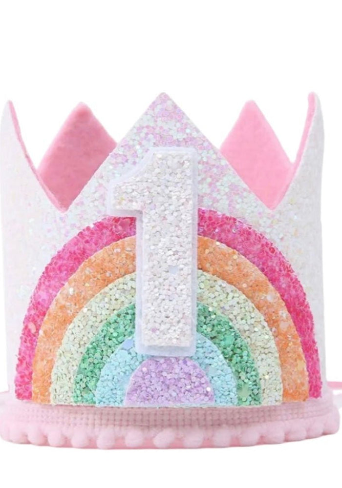 Rainbow 1st Birthday Party Crown Hat - Fox Baby & Co
