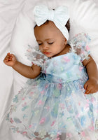 Load image into Gallery viewer, Kids little girls Clara Flower Tulle Dress - Blue
