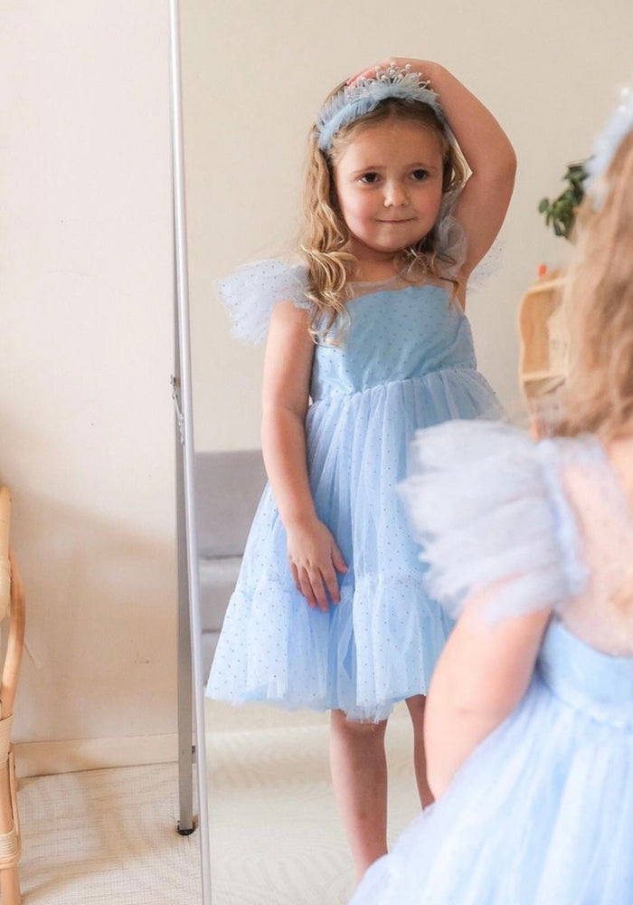 Kid little girl Blue Princess Birthday Tulle Dress - Fox Baby & Co