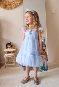Kid little girl Blue Princess Birthday Tulle Dress