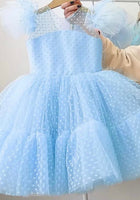 Load image into Gallery viewer, Kid little girl Blue Princess Birthday Tulle Dress
