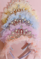 Load image into Gallery viewer, Princess Tulle Birthday Tiara Crown Headband
