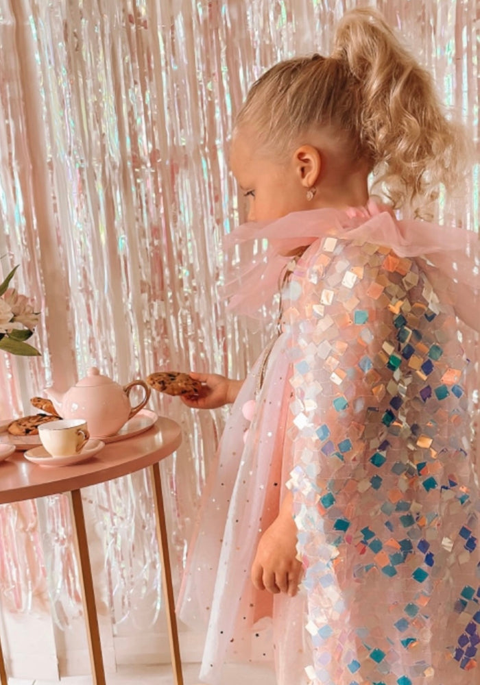 Kids little girls Mermaid Cape Pink/White - Fox Baby & Co