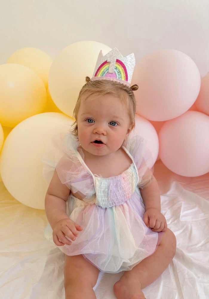 Rainbow 1st Birthday Party Crown Hat - Fox Baby & Co
