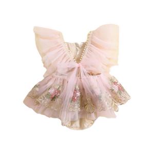 Vintage Floral Tutu Birthday Romper