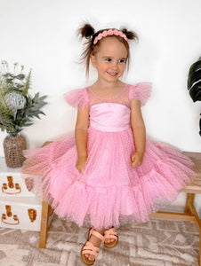 Kid little girl Pink Princess Birthday Tulle Dress - Fox Baby & Co