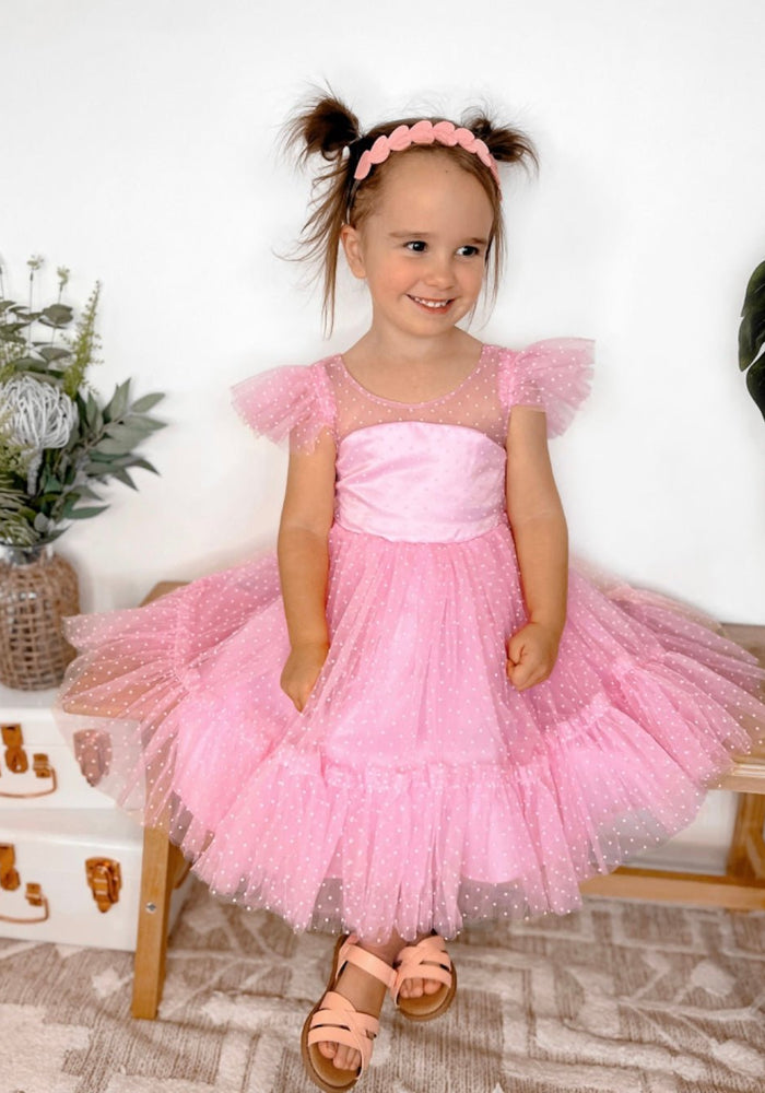 Kid little girl Pink Princess Birthday Tulle Dress - Fox Baby & Co