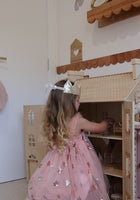 Load and play video in Gallery viewer, Christmas Tutu Stars &amp; Moons Little Girls Tulle Dress - Pink

