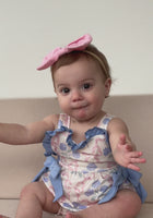Load and play video in Gallery viewer, Posy Floral Bow Romper - Blue
