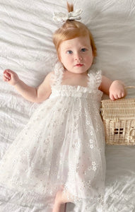 Kids little girls Arabella Daisy Tulle Dress - White - Fox Baby & Co