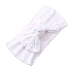 Baby Girl Textured Bow Topknot Headband - White