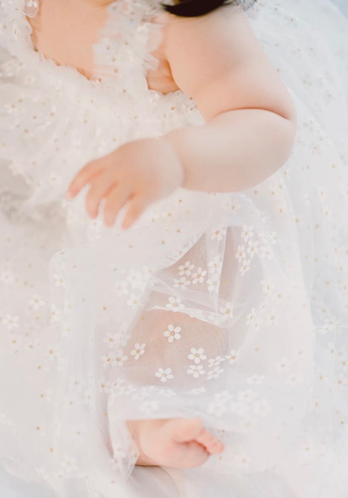 Kids little girls Arabella Daisy Tulle Dress - White - Fox Baby & Co