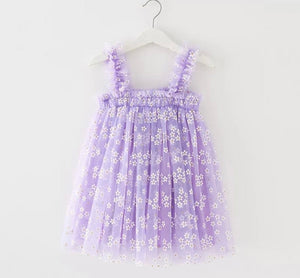 Kids little girls Arabella Daisy Tulle Dress - Lilac