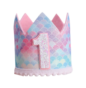 Mermaid 1st Birthday Party Crown Hat