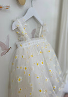 Load image into Gallery viewer, Kids little girls Arabella Daisy Tulle Dress - White/Yellow
