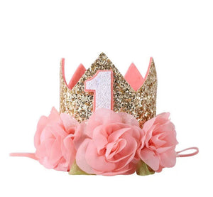 Floral 1st Birthday Party Crown Hat