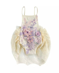 HARLOW - Lilac/ Cream Birthday Outfit Romper (pre order)