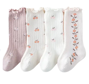 Baby Girl Knee High Socks - Pink Floral